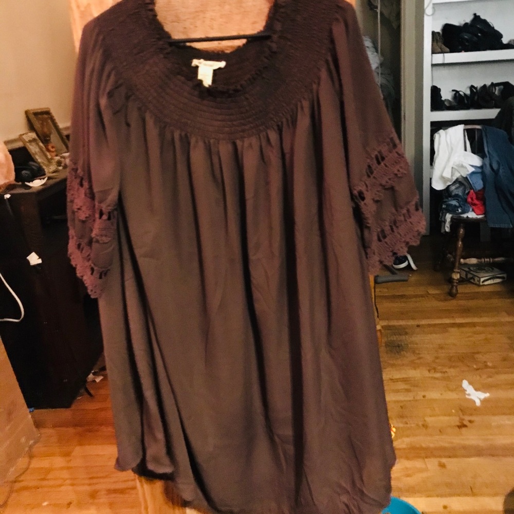 Indigo thread brown oversize top extra small
